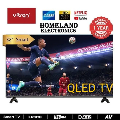 VITRON 32 INCH Smart Android TV 16 Digital QLED TV BLUETOOTH ENABLED HTC3288QS FRAMELESS Inbuilt Decoder Inbuilt WIFI Netflix YouTube App store 2*USB 3*HDMI Ports ICAST VITRON TV Vitron32+8 FREE GIFTS (Copy)