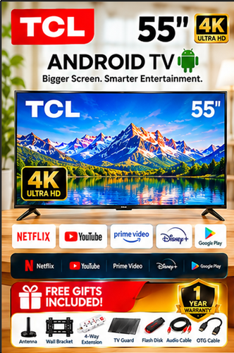 TCL 55 Inch 4K Google TV – HDR, Dolby Audio & Voice Control