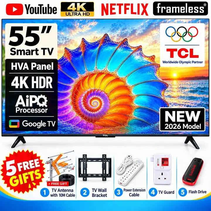 TCL 55 Inch 4K Google TV – HDR, Dolby Audio & Voice Control