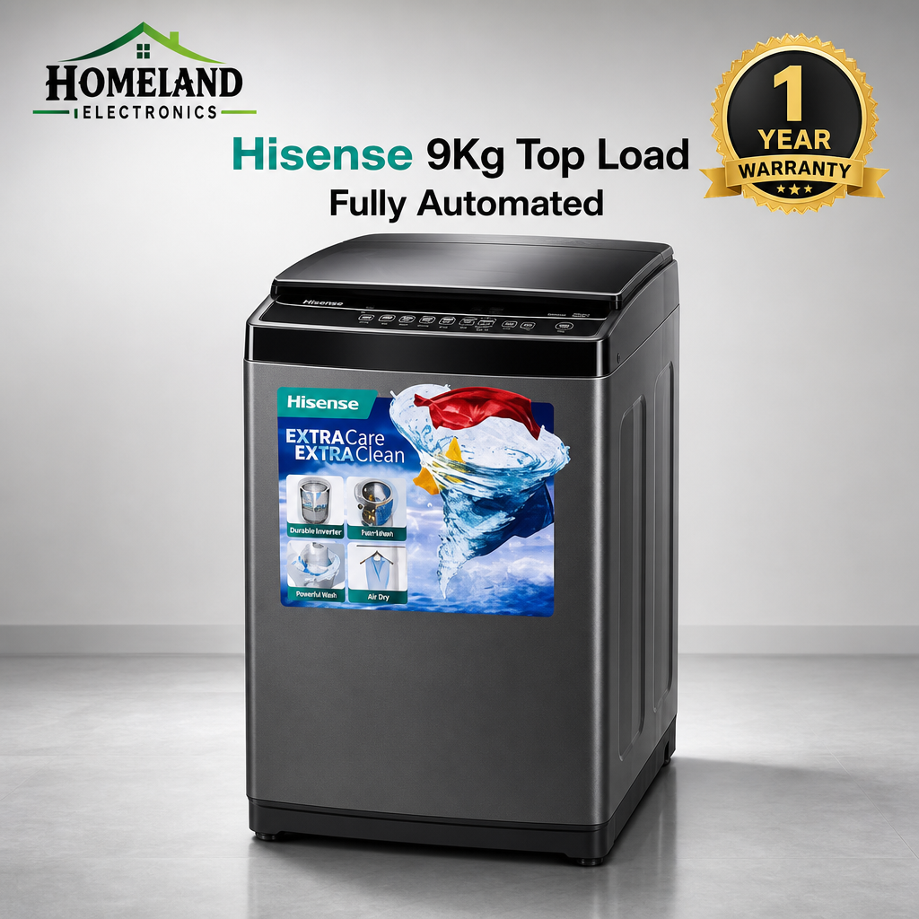HISENSE WT3K9022UB 9KG Top Load Fully Automatic Washing Machine – Stainless Steel Drum, Smart Wash & Tub Clean